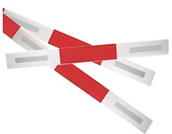 Absperrlatten rot/weiss lackiert 150/20 mm, mit Reflektoren HIP R2